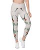 all over print recycled crossover leggings with pockets white front 66a70d018d1b7 | Bikini Junction