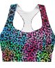 all over print recycled longline sports bra white front 66c47c1e473ba | Bikini Junction
